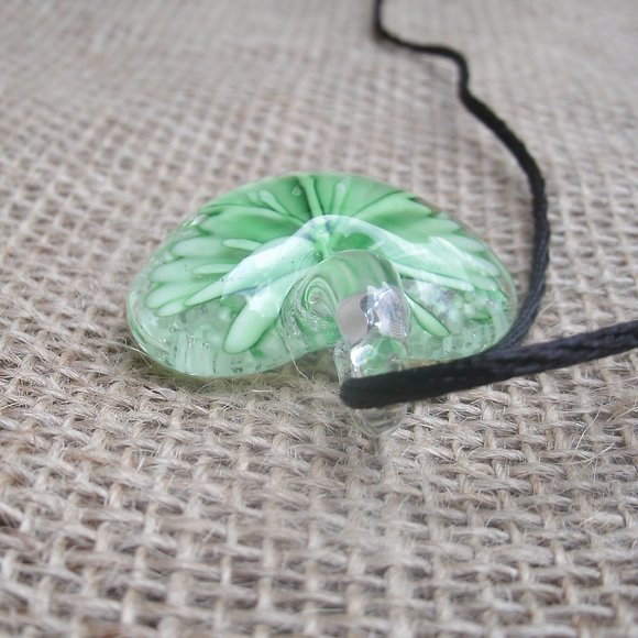 Glow in the Dark Murano Glass Butterfly Heart Necklace - Picture 9 of 14